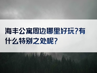海丰公寓周边哪里好玩？有什么特别之处呢？