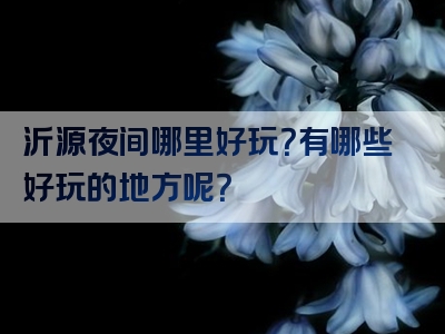 沂源夜间哪里好玩？有哪些好玩的地方呢？