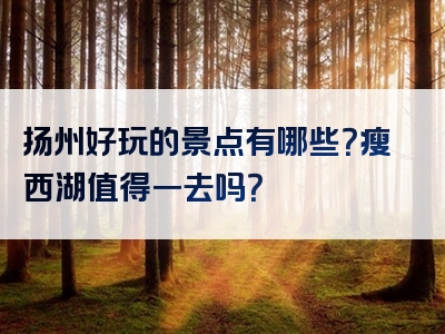 扬州好玩的景点有哪些？瘦西湖值得一去吗？