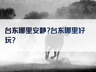 台东哪里安静？台东哪里好玩？