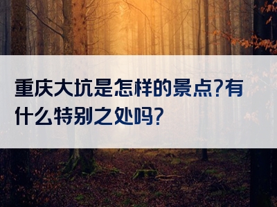 重庆大坑是怎样的景点？有什么特别之处吗？