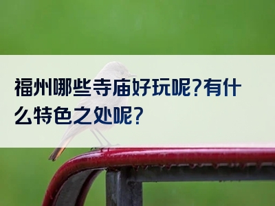 福州哪些寺庙好玩呢？有什么特色之处呢？