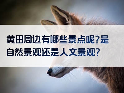 黄田周边有哪些景点呢？是自然景观还是人文景观？