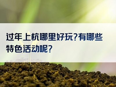 过年上杭哪里好玩？有哪些特色活动呢？