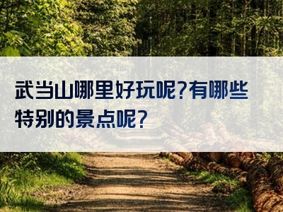 武当山哪里好玩呢？有哪些特别的景点呢？