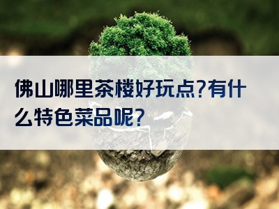 佛山哪里茶楼好玩点？有什么特色菜品呢？