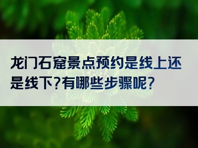龙门石窟景点预约是线上还是线下？有哪些步骤呢？