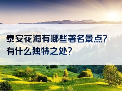 泰安花海有哪些著名景点？有什么独特之处？