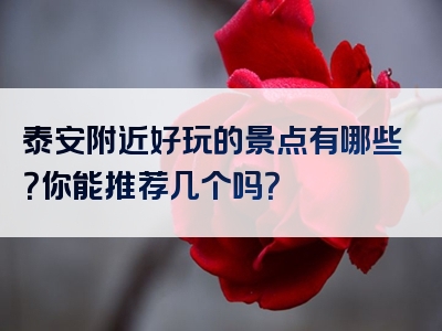泰安附近好玩的景点有哪些？你能推荐几个吗？