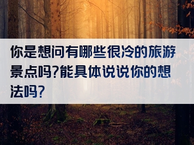 你是想问有哪些很冷的旅游景点吗？能具体说说你的想法吗？
