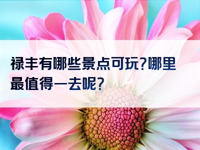 禄丰有哪些景点可玩？哪里最值得一去呢？