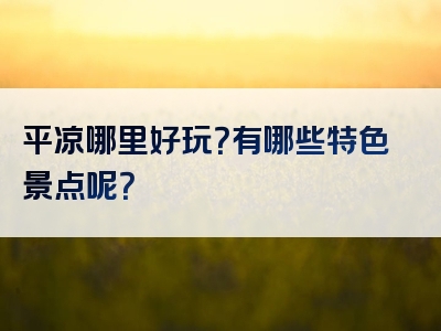 平凉哪里好玩？有哪些特色景点呢？