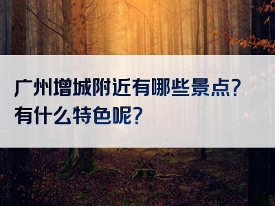 广州增城附近有哪些景点？有什么特色呢？