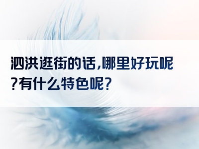 泗洪逛街的话，哪里好玩呢？有什么特色呢？