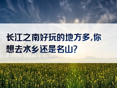 长江之南好玩的地方多，你想去水乡还是名山？