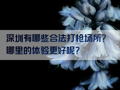 深圳有哪些合法打枪场所？哪里的体验更好呢？