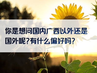 你是想问国内广西以外还是国外呢？有什么偏好吗？
