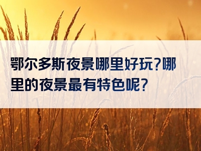 鄂尔多斯夜景哪里好玩？哪里的夜景最有特色呢？
