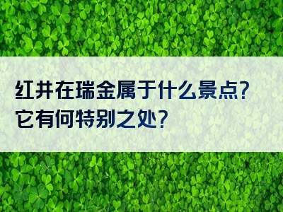 红井在瑞金属于什么景点？它有何特别之处？