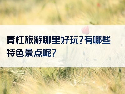 青杠旅游哪里好玩？有哪些特色景点呢？