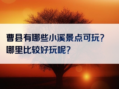 曹县有哪些小溪景点可玩？哪里比较好玩呢？