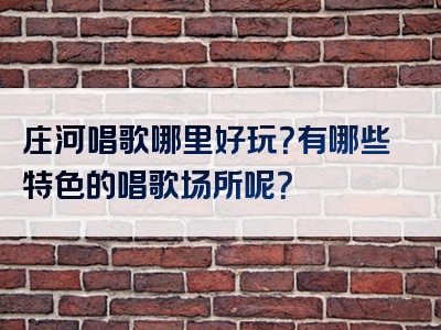 庄河唱歌哪里好玩？有哪些特色的唱歌场所呢？