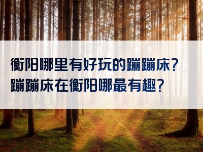 衡阳哪里有好玩的蹦蹦床？蹦蹦床在衡阳哪最有趣？