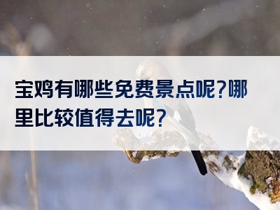 宝鸡有哪些免费景点呢？哪里比较值得去呢？