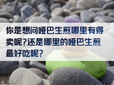 你是想问哑巴生煎哪里有得卖呢？还是哪里的哑巴生煎最好吃呢？