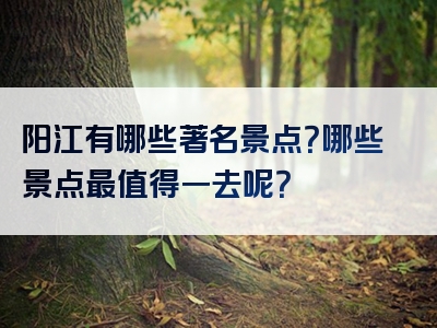 阳江有哪些著名景点？哪些景点最值得一去呢？