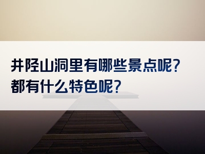 井陉山洞里有哪些景点呢？都有什么特色呢？