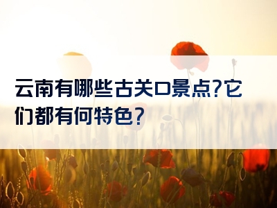 云南有哪些古关口景点？它们都有何特色？