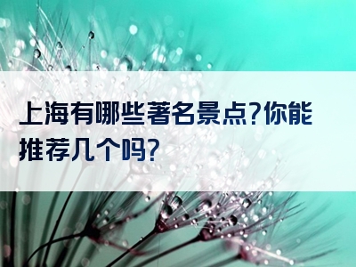 上海有哪些著名景点？你能推荐几个吗？