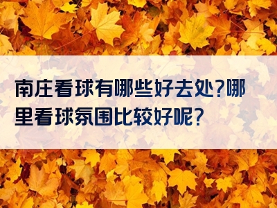 南庄看球有哪些好去处？哪里看球氛围比较好呢？