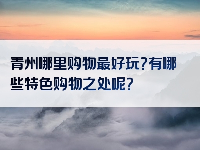 青州哪里购物最好玩？有哪些特色购物之处呢？