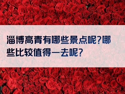 淄博高青有哪些景点呢？哪些比较值得一去呢？