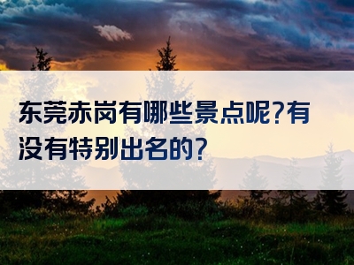 东莞赤岗有哪些景点呢？有没有特别出名的？