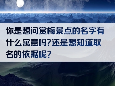你是想问赏梅景点的名字有什么寓意吗？还是想知道取名的依据呢？
