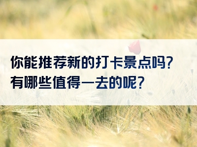 你能推荐新的打卡景点吗？有哪些值得一去的呢？