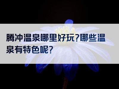 腾冲温泉哪里好玩？哪些温泉有特色呢？