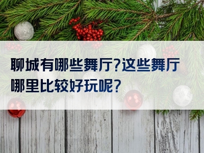 聊城有哪些舞厅？这些舞厅哪里比较好玩呢？