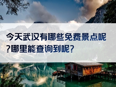今天武汉有哪些免费景点呢？哪里能查询到呢？