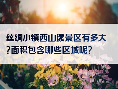 丝绸小镇西山漾景区有多大？面积包含哪些区域呢？