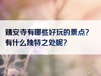 靖安寺有哪些好玩的景点？有什么独特之处呢？