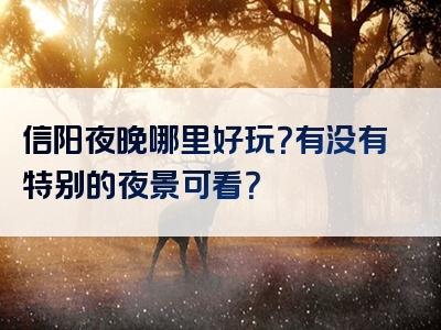 信阳夜晚哪里好玩？有没有特别的夜景可看？