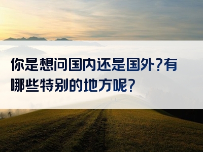 你是想问国内还是国外？有哪些特别的地方呢？