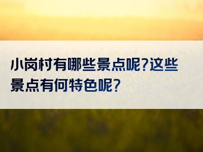 小岗村有哪些景点呢？这些景点有何特色呢？