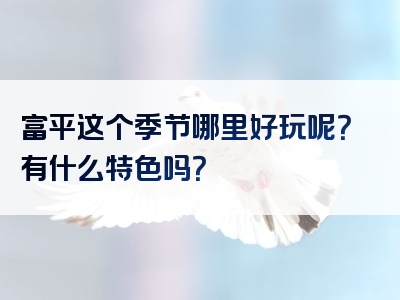 富平这个季节哪里好玩呢？有什么特色吗？