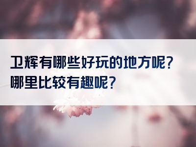 卫辉有哪些好玩的地方呢？哪里比较有趣呢？