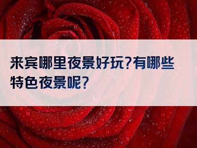 来宾哪里夜景好玩？有哪些特色夜景呢？